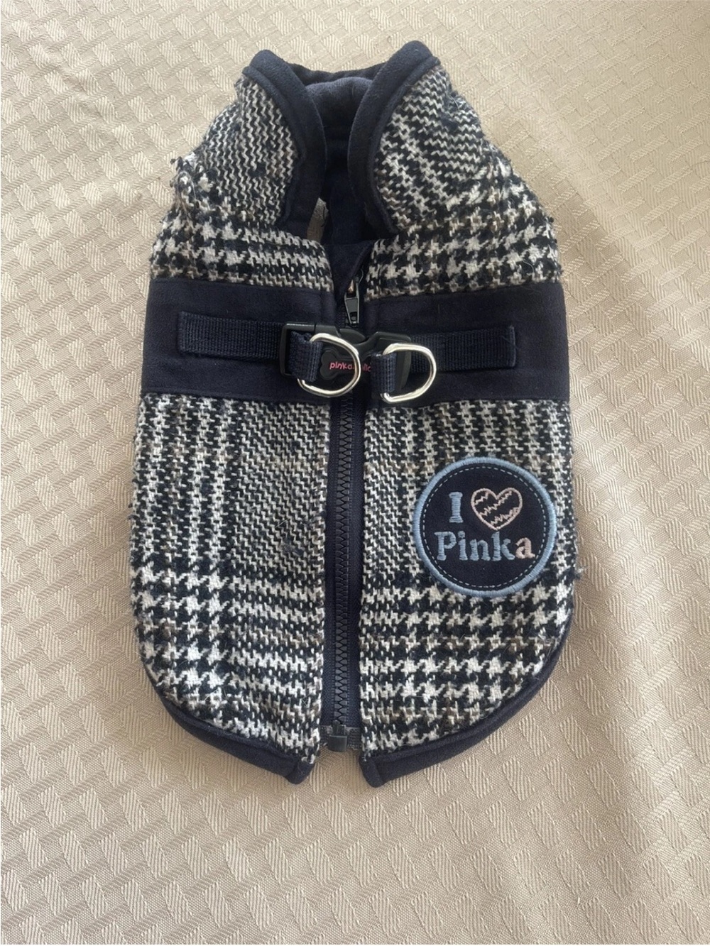 I ♥ Pinka Houndstooth Pet Vest - Blue & White